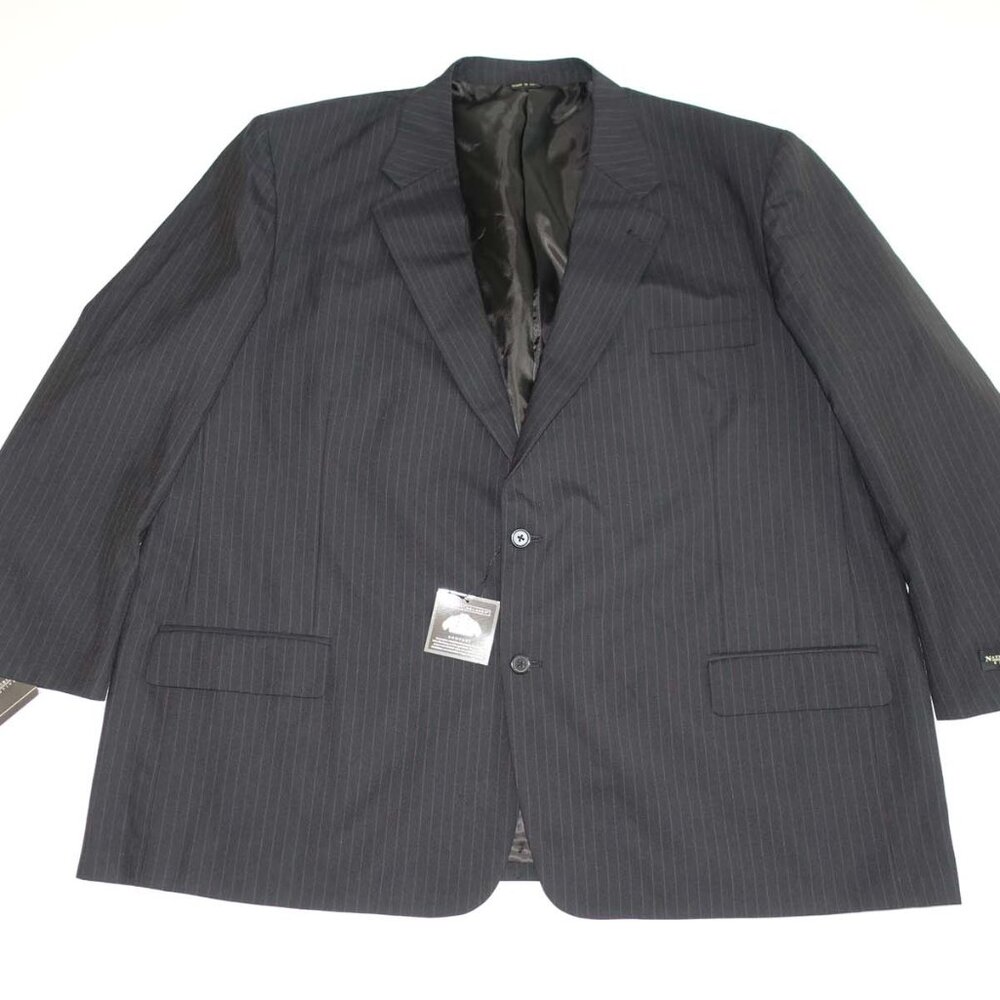 Natural Exchange Men's Suit Jacket Size 58 Regular Black 2 Button Blazer 58R